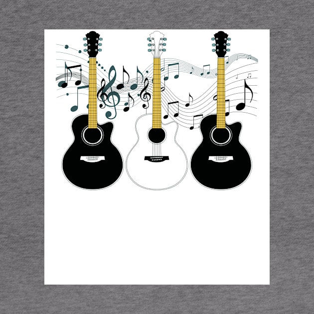 Black and White Acoustic Guitars by ArtformDesigns